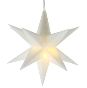3D vianočná hviezda 12 cm s časovačom - biela -Imitáciaatívna svietiaca hviezda na batérie na vnútorné aj vonkajšie použitie