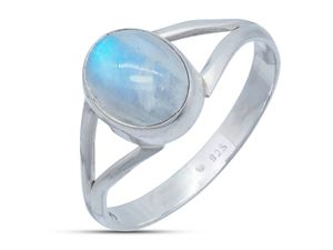 Ring aus 925 Silber mit Regenbogen Mondstein, Ringgröße:56 mm / Ø 17.8 mm