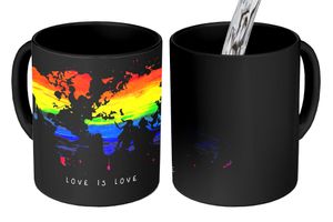 MuchoWow® Magický pohár Karta - Pride flag - Citát - Láska 350 ml Pohár na zmenu farby Darček Nápad na darček - Foto hrnček