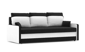 Couch MILTON 205x90 mit Schlaffunktion - Schlafcouch mit Bettkasten -BONELL-FEDERFÜLLUNG- STOFF HAITI 17 + HAITI 0 Schwarz&Weiß