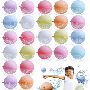 24 Stück Wiederverwendbare Wasserballons,Silikon-Wasserspritzball für Kinder Wasserkampfspiel,Wasserbomben