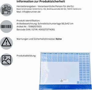 Schreibtischunterlage Papier 50 Blatt mit Schutzleiste Kalender 2025 / 2026 Größe 56,5 x 42 cm Farbauswahl, Farbe:Blau