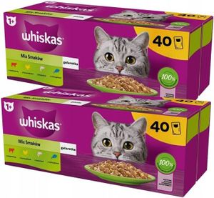Whiskas Gemischte Auswahl in Gelee Katzennassfutter 40 Portionsbeutel à 85g (2-er Pack)