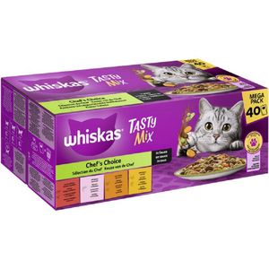 Whiskas │ Portionsbeutel Tasty Mix Multipack Mega Pack Chefs Choice in Sauce - 40 x 85g │ Katzennassfutter