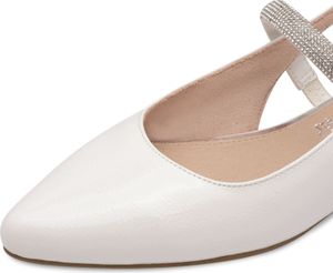 MARCO TOZZI Damen Ballerina spitz Sling Strasssteine Blockabsatz  2-89600-44, Größe:39 EU, Farbe:Weiß
