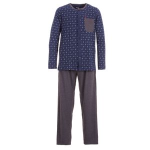 TOP Herren Schlafanzug Pyjama Gr M bis 3XL türkis blau gemustert NEU