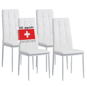 Židle do jídelny Albatros RIMINI sada 4 kusů, bílá - ušlechtilý italský design, čalouněný potah židle z umělé kůže, moderní a stylové u jídelního stolu - kuchyňská židle do jídelny s vysokou nosností