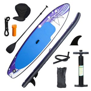 Jopassy SUP prkno Surfboard Nafukovací prkna na pádlování 305*76*15cm, batoh - modrobílé prkno se sedadlem