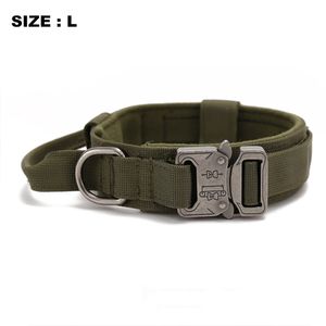 strapazierfähiges Hundehalsband für große und mittelgroße Hunde - Professionelles Halsband mit Griff(Militärfarbe,L)