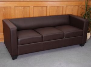 3er Sofa Couch Loungesofa Lille  Kunstleder, coffee