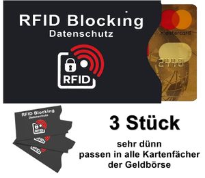 GKA 3 Stück RFID Schutzhülle Kartenschutzhülle Kreditkarte EC-Karte Hülle Kartenhülle Personalausweis Bankkarte 100% NFC-Schutz Kreditkarten Schutz-Hülle RFID-Blocker Kreditkartenhülle abgeschirmt