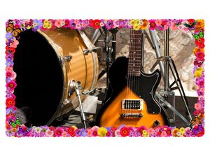 3D Wandtattoo Musik Gitarre Schlagzeug Bühne Retro selbstklebend Wandbild Tattoo Wohnzimmer Wand Aufkleber 11M1268, Wandbild Größe F:ca. 97cmx57cm