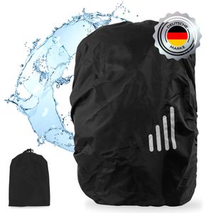 ECENCE Regenschutz Rucksack Schwarz Regenbezug Rucksack 35-45L Regenhülle Schutzhülle für Schulr