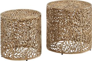 WOHNLING Beistelltisch Wohnzimmertisch 2er Set Metall Satztisch Tisch Rund Gold WOHNLING Beistelltisch Wohnzimmertisch 2er Set Metall Satztisch Tisch Rund Gold