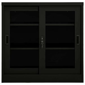 vidaXL Schrank mit Schiebetür Schwarz 90x40x90 cm Stahl