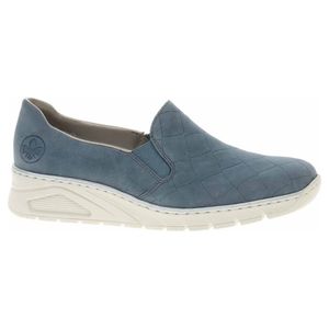 Rieker Damen Slipper Stretch Flechtoptik sportlich N3363, Größe:38 EU, Farbe:Blau