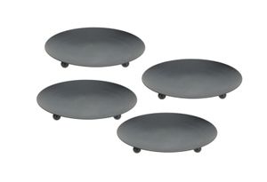 Metall Kerzenteller schwarz 8,5 cm - 4er Set / klein - Kerzenhalter für Stumpenkerzen und Kugelkerzen