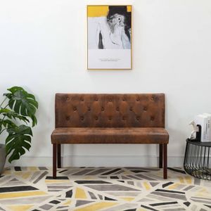 The Living Store Sitzbank 120 cm Braun Wildleder-Optik