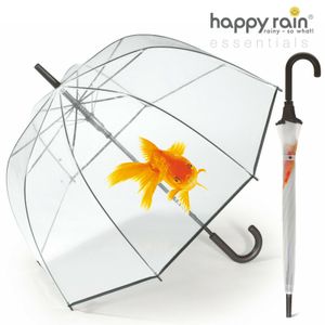 happy rain Regenschirm transparent durchsichtig mit Automatik Goldfisch