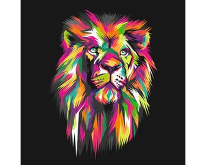 Glasbild Colorful Lion Head II 20x20 cm