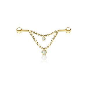 viva-adorno Industrial Piercing Scaffold Kette Kettchen Anhänger Kristall Opal Ohr Piercing gold Z572, Opal