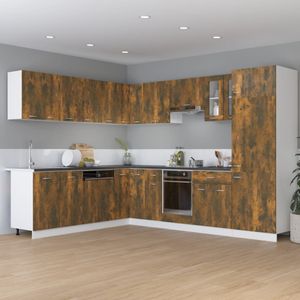 Küchenschrank - Hommie - Eck-Hängeschrank - Räuchereiche 57x57x60 cm Holzwerkstoff