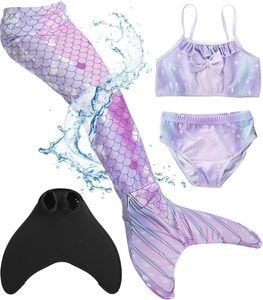 Meerjungfrau-Schwimm-Flosse mit Bikini für Kinder Meerjungfrau "Aqua" (lila-kombi) Körpergröße bis 160cm