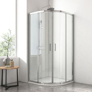 EMKE Duschkabine 90 x 90 x 195 cm Viertelkreis Duschabtrennung Doppel Schiebetür Duschtür Duschwand mit Nano-Beschichtung