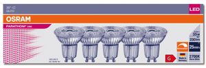 OSRAM LED-Reflektorlampe PARATHOM DIM, PAR16, GU10, EEK: G, 3,4 W, 230 lm, 2700 K, 5 Stück