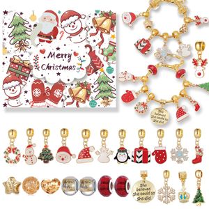 24 Tage Weihnachts Countdown Kalender Armbänder Set,Weihnachten Schmuck Adventskalender Armband, Schmuckbastelsets Charm Armband Bastelset Geschenke für Mädchen DIY Schmuck