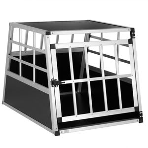 CADOCA® Hundetransportbox Aluminium Hundebox Kofferraum robust verschließbar trapezförmig Reisebox Autobox Tiertransportbox, Größe:Hundetransportbox M
