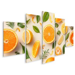 islandburner Bild auf Leinwand Abstraktes nahtloses Muster aus geschnittenen Orangen und Zitronen Küc