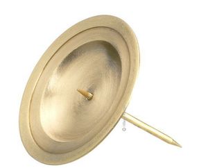 4 Kerzenstecker Gold matt mit Rand 8 cm mit abschraubbarem Dorn (Kerzendurchmesser bis 7 cm)