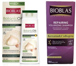 NEU! Sparset Bioblas Knoblauch Shampoo 500ml+Keratin Shampoo gegen Haarausfall 360ml