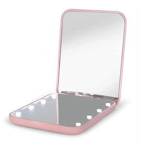 Taschenspiegel , Kompaktspiegel  mit Licht, Schminkspiegel mit LED BeleuchtungRosa