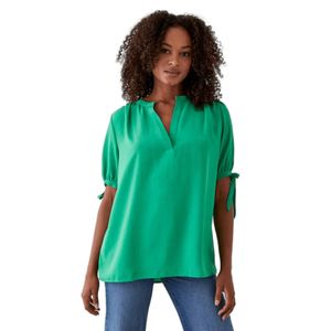 Dorothy Perkins - Dámská košile přes hlavu s vázanými rukávy DP1933 (42 CZ) (zelená)