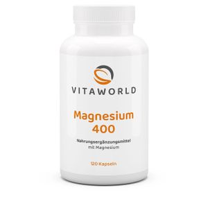 Vita World Magnesium 400 | 120 Kapseln | vegan | gluten- und laktosefrei
