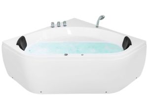 BELIANI Badewanne Weiß 140 x 140 cm mit Massagefunktion Sanitäracryl Modern