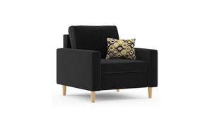 Sessel ETNA Seßel - Farben zur Auswahl - klassische Sessel für Wohnzimmer, minimalistisches Design, Federn Bonell STOFF HAITI 17 + AMBER 73 Schwarz