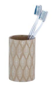 WENKO Zahnputz Becher Halter Zahnpasta Bürsten Halte TUPIAN Beige