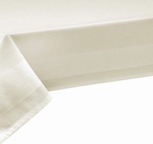 Tischdecke mit längsseitger Atlaskante Breite 130 cm Damast champagner Baumwolle 130 x 170 cm