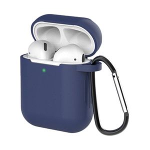 Pouzdro pro AirPods 2 / AirPods 1 Silikonový měkký obal pro sluchátka + karabinka na klíče modrá (pouzdro D)