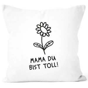 personalisierter Kissen-Bezug Blümchen mit Botschaft personalisierte Geschenke zum Muttertag SpecialMe® Mama du bist toll! weiß 40cm x 40cm