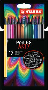 Premium-Filzstift - STABILO Pen 68 - ARTY - 12er Pack mit Hängelasche - mit 12 verschiedenen Farben