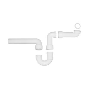 FACKELMANN Raumsparsiphon für Waschbeckenunterschränke / Farbe: Weiß / aus Kunststoff / geruchssicher und rostresistent / für kleine Badezimmer und Gäste-WCs / empfohlen für Waschtischunterschrank