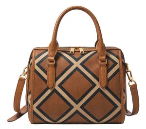 FOSSIL Umhängetasche Handtasche Williamson Satchel Brown Patchwork hellbraun