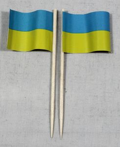 Party-Picker Flagge Ukraine Papierfähnchen in Spitzenqualität 25 Stück Beutel