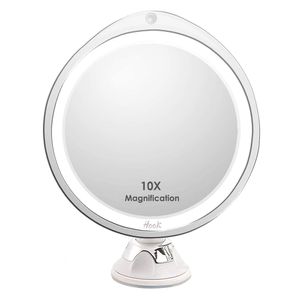 Kosmetikspiegel mit Licht, 10-Fach Vergrößerung LED Beleuchteter Schminkspiegel Spiegel mit Licht und Saugnapf, 360° Schwenkbar Rasierspiegel
