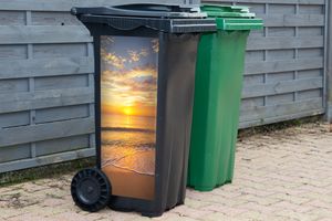 MuchoWow® Nálepka na odpadkový kôš - Pláž - Západ slnka - More - 80x38x0.1cm