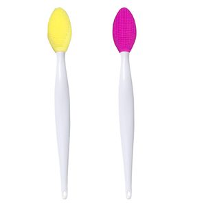 Silikon Peeling Lippenpinsel, Silikon Lippenbürste Doppelseite, Nase Saubere Bürste, Weicher Lippenpinsel, Mitesser Bürsten,(Yellow+purple)